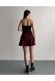 Kadın Çift Kemerli Şortlu Pileli Etek Bordo