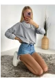Kadın Dik Yaka Oversize Sweatshirt Yazı Baskılı