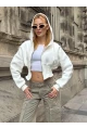 Kadın Ekru Fermuarlı Hoodie Sweatshirt