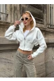 Kadın Ekru Fermuarlı Hoodie Sweatshirt