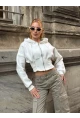 Kadın Ekru Fermuarlı Hoodie Sweatshirt