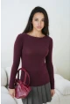 Kadın Geniş Yaka Uzun Kol Lycralı Penye Bluz