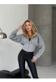 Kadın Gri Fermuarlı Hoodie Sweatshirt
