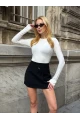Kadın İnce Kemerli Siyah Şort Etek