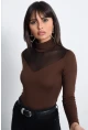 Kadın Kahve Üstü Tül Bluz TZ20751