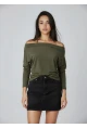 Kadın Kayık Yaka Yarasa Kol Lycralı Penye Bluz