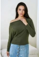 Kadın Kayık Yaka Yarasa Kol Lycralı Penye Bluz