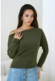 Kadın Kayık Yaka Yarasa Kol Lycralı Penye Bluz