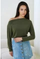 Kadın Kayık Yaka Yarasa Kol Lycralı Penye Bluz