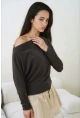 Kadın Kayık Yaka Yarasa Kol Lycralı Penye Bluz