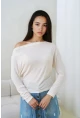 Kadın Kayık Yaka Yarasa Kol Lycralı Penye Bluz