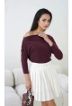 Kadın Kayık Yaka Yarasa Kol Lycralı Penye Bluz