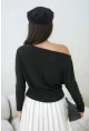 Kadın Kayık Yaka Yarasa Kol Lycralı Penye Bluz