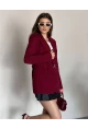 Kadın Kemerli Toka Detay Premium Blazer Ceket Bordo