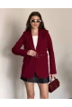 Kadın Kemerli Toka Detay Premium Blazer Ceket Bordo