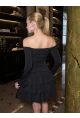 Kadın Omuz Detay Mini Elbise Siyah