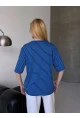 Kadın Oversize Çizgili Tişört Lacivert