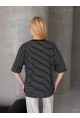 Kadın Oversize Çizgili Tişört Siyah