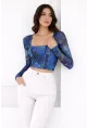 Kadın Paisley Desenli Kare Yaka Bluz