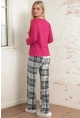 Kadın Ekose Fiyonk Baskılı Pijama Takım