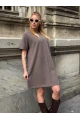 Kadın Rahat Kesim Soft Kısa Elbise Kahve