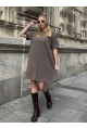 Kadın Rahat Kesim Soft Kısa Elbise Kahve