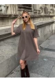 Kadın Rahat Kesim Soft Kısa Elbise Kahve