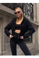 Kadın Siyah Fermuarlı Hoodie Sweatshirt