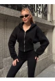 Kadın Siyah Fermuarlı Hoodie Sweatshirt