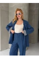 Kadın Tensel Kumaş Blazer Ceket Pantolon Takım – Mavi CLV244