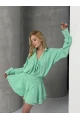 Kadın Tensel Kumaş Volanlı Mini Elbise Yeşil