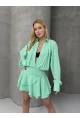 Kadın Tensel Kumaş Volanlı Mini Elbise Yeşil
