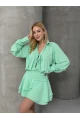 Kadın Tensel Kumaş Volanlı Mini Elbise Yeşil