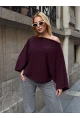 Kadın Yarasa Kol Panço Bluz Bordo