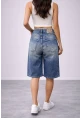 Kadın Yüksek Bel Salaş Jean Bermuda Lacivert