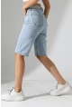 Kadın Yüksek Bel Salaş Jean Bermuda Mavi
