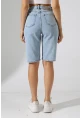 Kadın Yüksek Bel Salaş Jean Bermuda Mavi