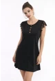 Kolları Güpür Detaylı Viskon Elbise Siyah