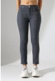 Koyu Gri Yüksek Bel Dar Kesim Jean