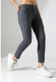 Koyu Gri Yüksek Bel Dar Kesim Jean