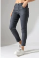 Koyu Gri Yüksek Bel Dar Kesim Jean