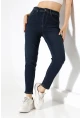 Lacivert Yüksek Bel Slim Fit Jean Pantolon