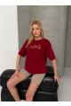 Love Baskılı Oversize Kadın Tişört – Kırmızı