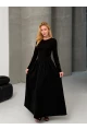 Maxi Boy Etek Kısmı Dokuma Poplin Kloş Üst Kısmı Esnek Viskon Siyah Elbise