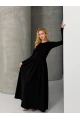 Maxi Boy Etek Kısmı Dokuma Poplin Kloş Üst Kısmı Esnek Viskon Siyah Elbise