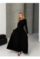 Maxi Boy Etek Kısmı Dokuma Poplin Kloş Üst Kısmı Esnek Viskon Siyah Elbise