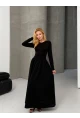 Maxi Boy Etek Kısmı Dokuma Poplin Kloş Üst Kısmı Esnek Viskon Siyah Elbise