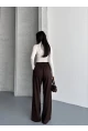 Modal Kumaş Bel Detay Pantolon Kahve