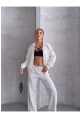 Modal Kumaş Şerit Detaylı Takım Beyaz