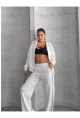 Modal Kumaş Şerit Detaylı Takım Beyaz